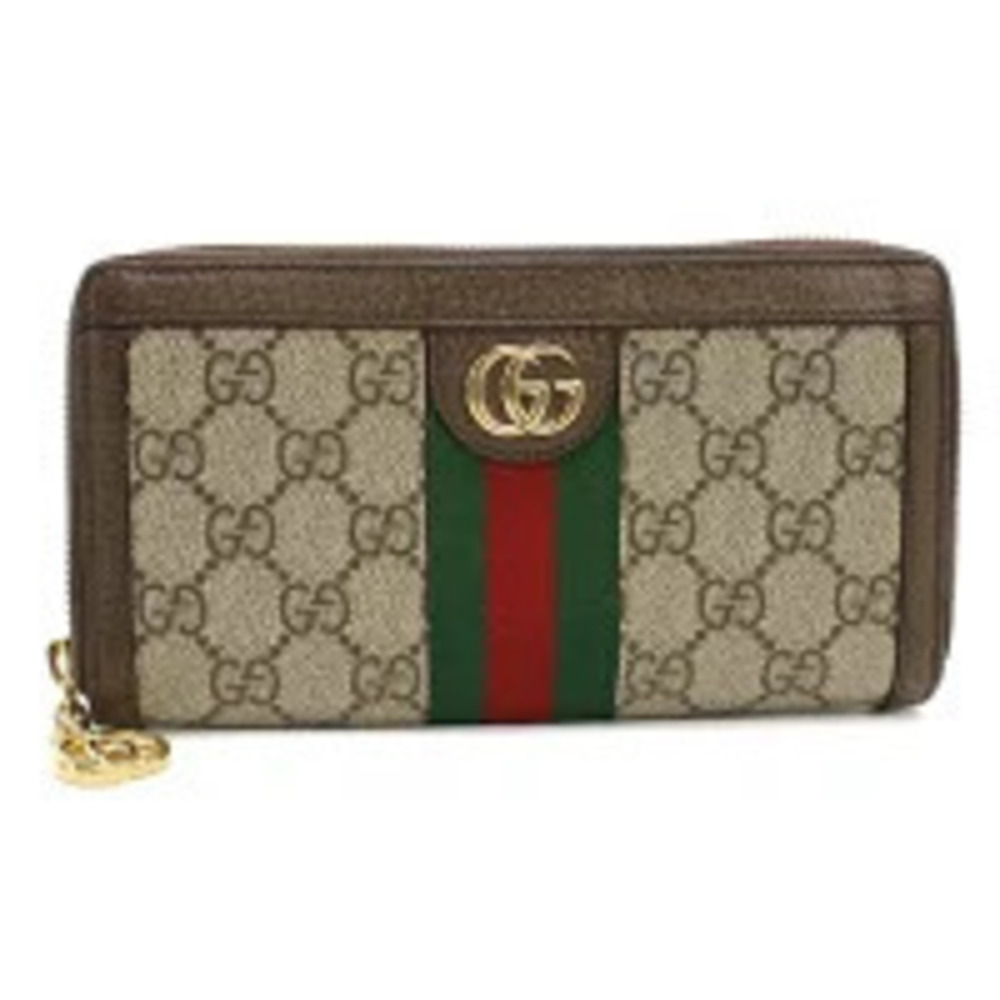Gucci Long Wallet Round Zipper Ophidia Zip Around Beige Cream